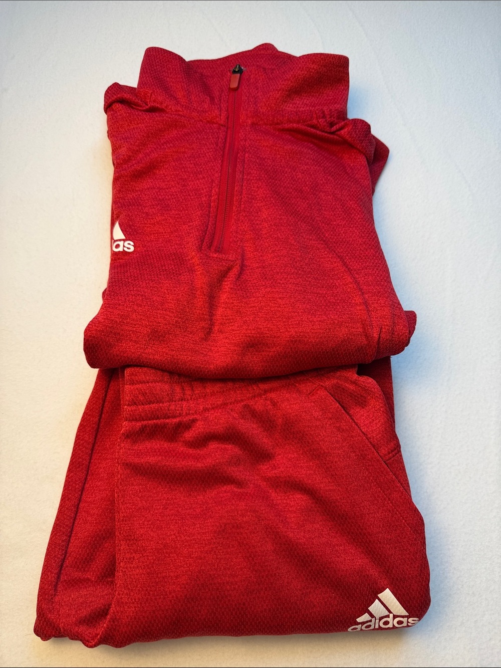 adidas Kids Red Quarter-Zip Hoodie & Joggers Set